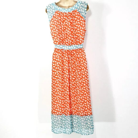 NWT Boden Sylvie Brush Stroke Midi Dress Sz 12 Lined Zipper Flowy Chiffon - Picture 11 of 13